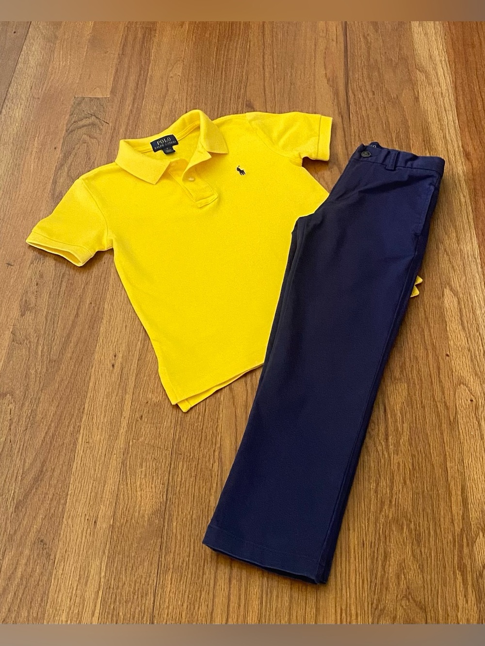 Ralph Lauren Yellow Polo with Straight Abrasion Twill Pants Set